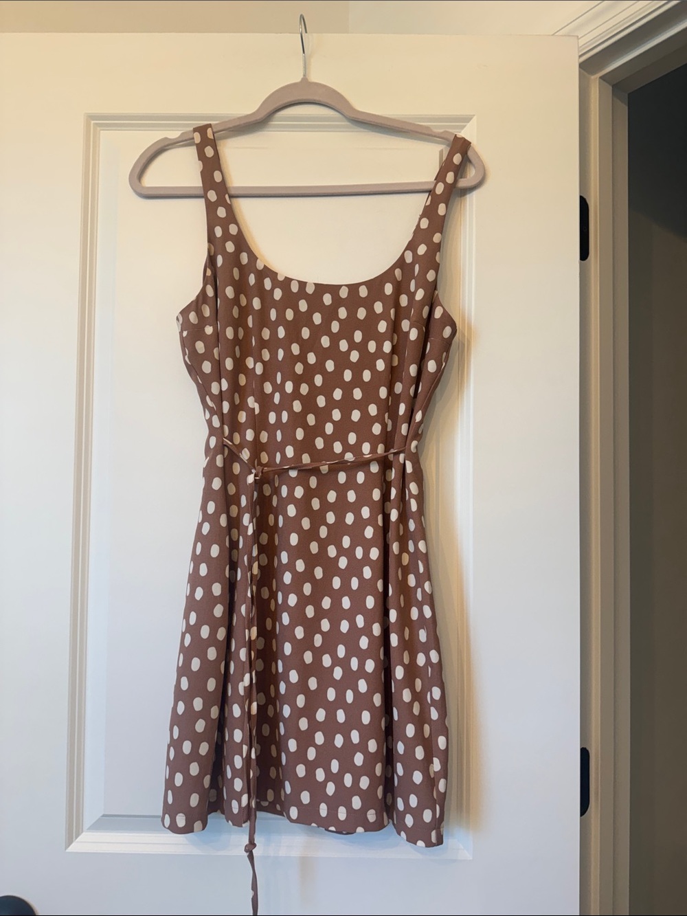 Abercrombie & Fitch  light Brown and White Polka Dot Mini Dress